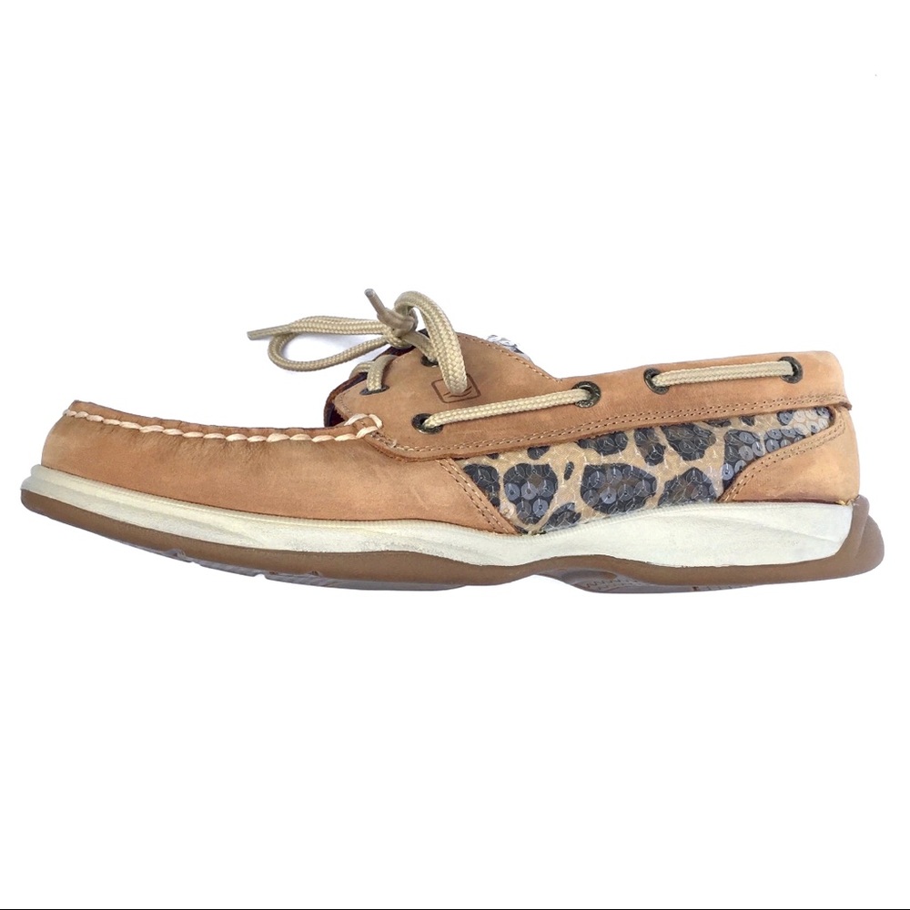 SPERRY TOP SIDER suede leopard sequin loafers